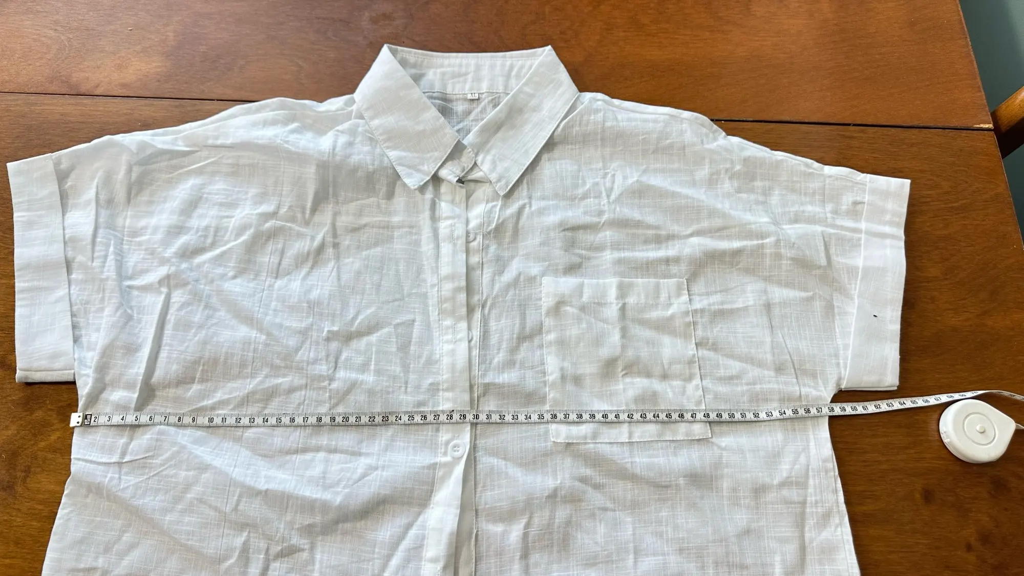 Cotton Linen White Blouse - Short Sleeve Summer Office Shirt photo review