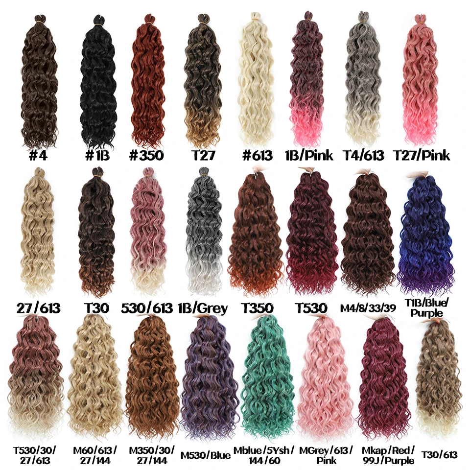 Ocean Wave Braiding Hair Extensions 크로셰 브레이드 합성 헤어 하와이 아프로 컬 옴브레 곱슬 금발 워터 웨이브 브레이드 여성용