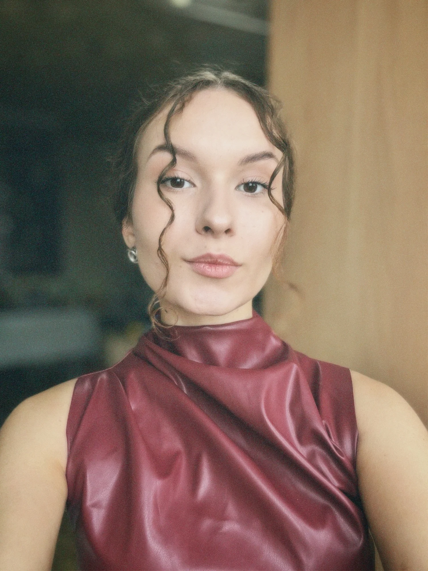 Burgundy Leather Tank Top, customer photo
