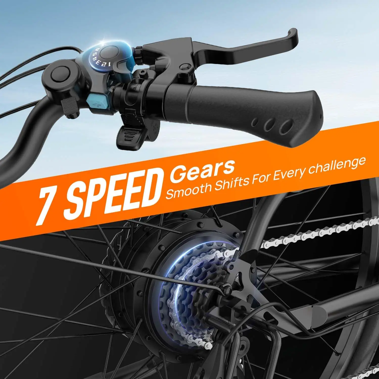 Pneumatici Urlife E26 750W 36V 13Ah 26x2" Display LCD rimovibile Velocità Freni a disco idraulici a 7 velocità per adulti E-Bike Commuter - immagine 4