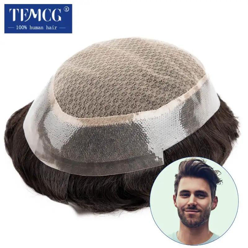 100% Natural Human Hair Toupee human hair toupee Double Layers Australia Clearance Male Hair Prosthesis Lace PU Base Breathable System Man Wig
