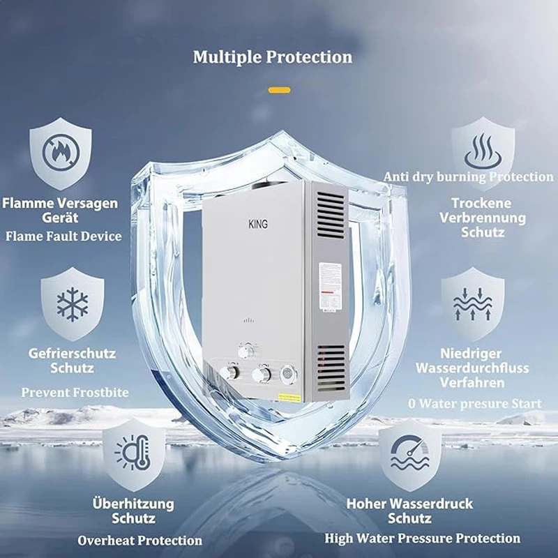 Tankless Water Heater Propane, 1.45GPM 5L Portable Instant Hot Water Heater, Outdoor Use for RV, Camper Van, Cabin, Barn, Pool,