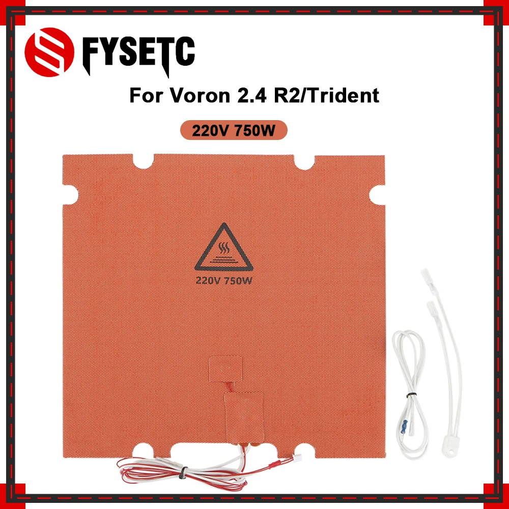Fysetc-almofada de Aquecimento de Cama Aquecida com Furo Cama Quente para Voron 2.4 r2 Trident Peças de Impressora 3d 300 mm 350 mm 220v 750w 1000w