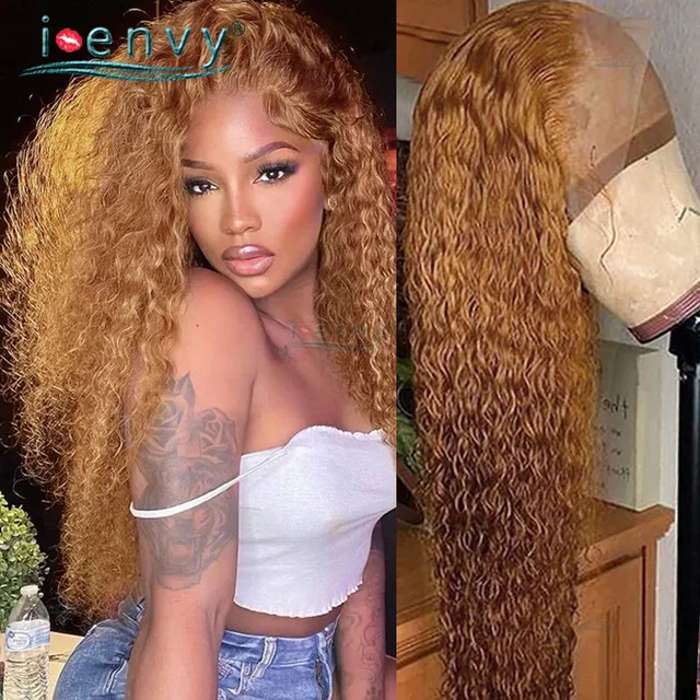 Perruque Lace Front Wig péruvienne naturelle bouclée, cheveux ondulés, couleur gingembre, brun, pre-plucked, pour femmes 1