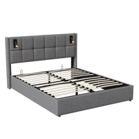 140х200 см, двуспальная кровать с лампой и USB, мягкая кровать, каркас кровати с реечным каркасом, двуспальная кровать для взрослых, молодых людей — изображение 5