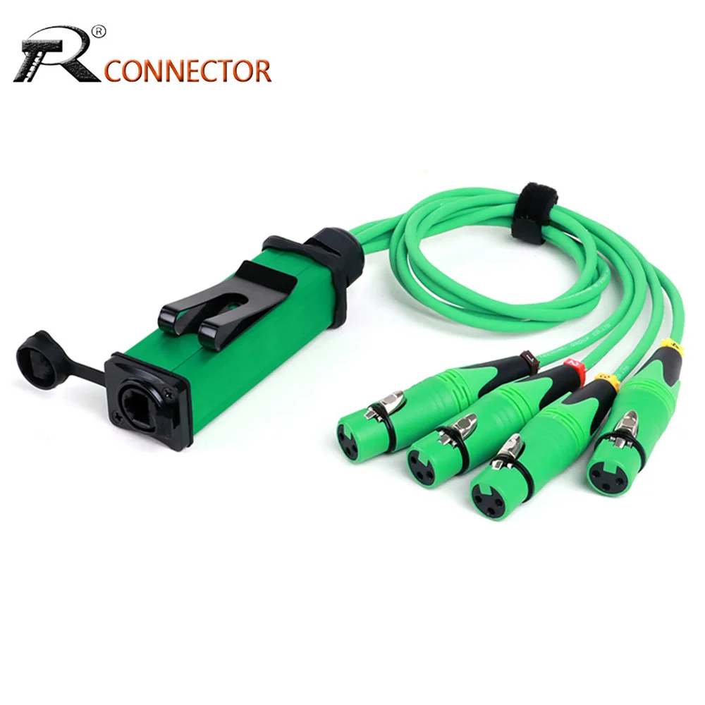 Neues Design Netzwerk konverter rj45 cat5 Buchse zu 4 Kanal 3pin xlr Buchse Stecker Kabel Audio Adapter Signal Extender
