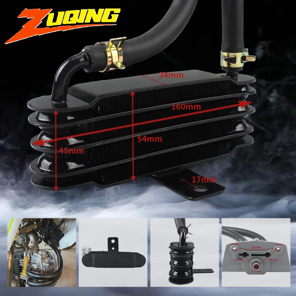 

Pit Bike Radiador 50cc to 80cc Motorcycle Accessories Oil Cooling for KTM Kawasaki Yamaha Honda Universal 4 Row with Hose Kit