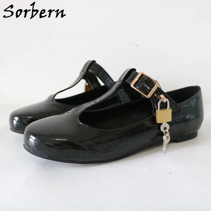 

Sorbern Custom T-strap Round Toe Shoe With Locks Lolita Style Flat Heel Women Vintage Comfortable Flats Shoe Custom Color