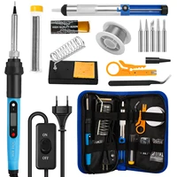 Kit de fer à souder pour électronique 80W LCD numérique température réglable outils de réparation de soudage avec interrupteur, pointes d'étain à souder 1