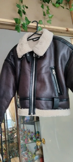 Women's Faux Shearling Vintage Jacket with Belt