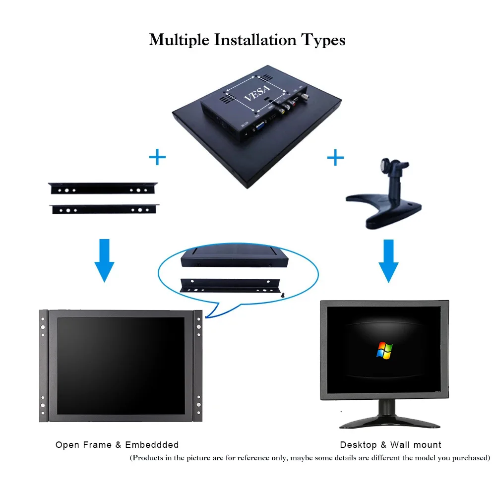 Zhixianda Small Size 8 Inch 4:3 1024x768 HDMI TFT LCD HD Industrial Grade Resistive Capacitive Touch Screen Open Frame Monitor