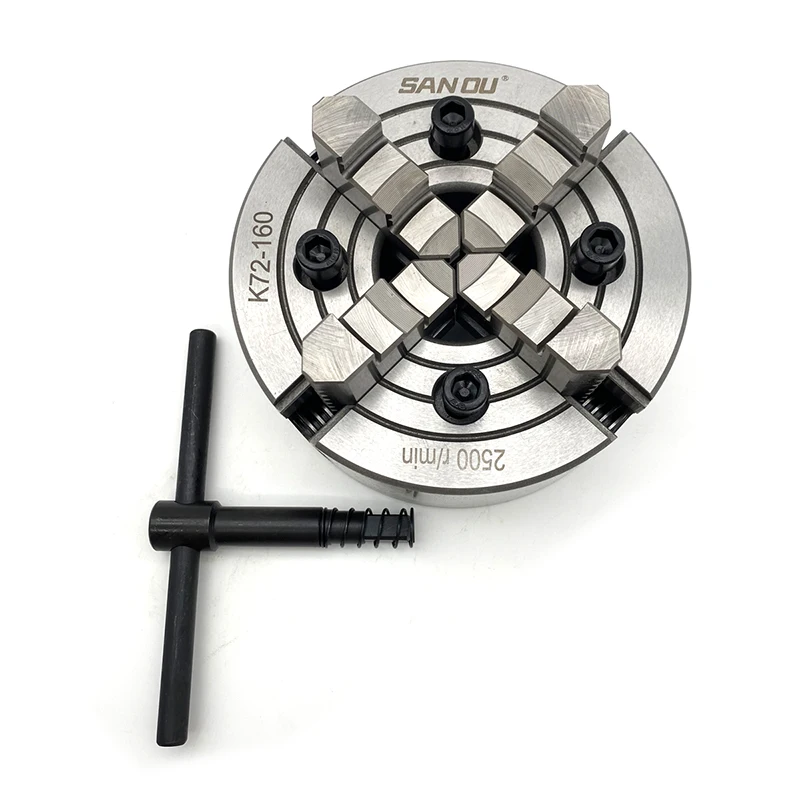 Mandrino Per Tornio 160Mm Sanou Mandrino Per Tornio A 4 Griffe Mandrino Indipendente K72-160 Mandrino Per Tornio In Metallo Mandrino A 4 Griffe Per To