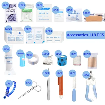 118pcs Pet First Aid Kit for Dog Cat, Emergency Bag for Pets, Animals, Perfect for Home Outdoor Hiking Camping Emergencies, Pet 2
