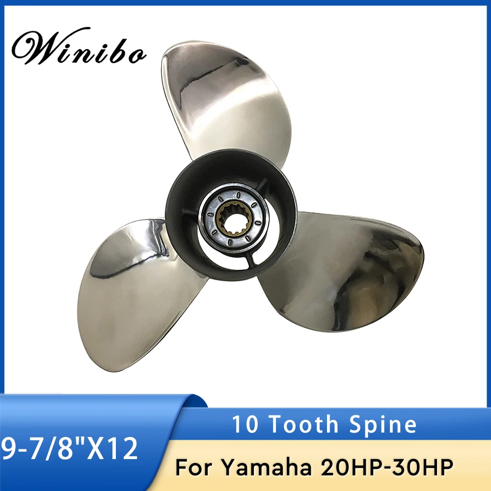 Propeller with Stainless Steel for Yamaha Outboard Engine 20hp 25hp f25hp 30hp, 9-7/8&times;12-F , 664-45954-00-EL
