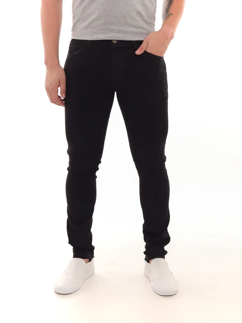 Calça Masculina Skinny Sarja Preta Black Modelo Comfort Premium