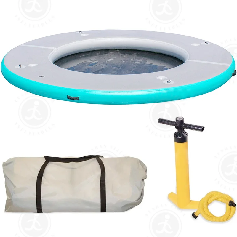 

8’ Inflatable Water Circular Hammock with Mesh Center With 2 Grab Handles and 2 Stainless Steel D-rings