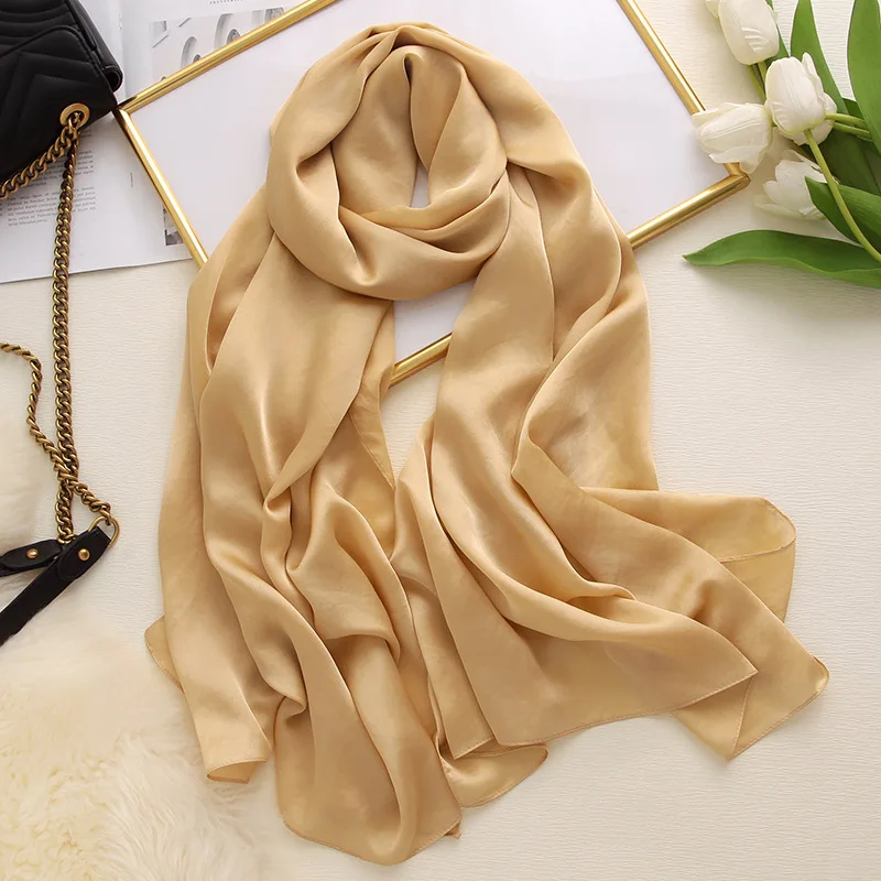 Bufanda larga de seda para mujer, chal de playa liso, Foulard para el cuello, Pashmina grande, Echarpe, novedad de 2022