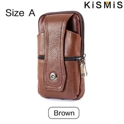 Men's Leather Waist Bag - Multifunctional Fanny Pack with Large Capacity and Shoulder Strap (Size A Brown)