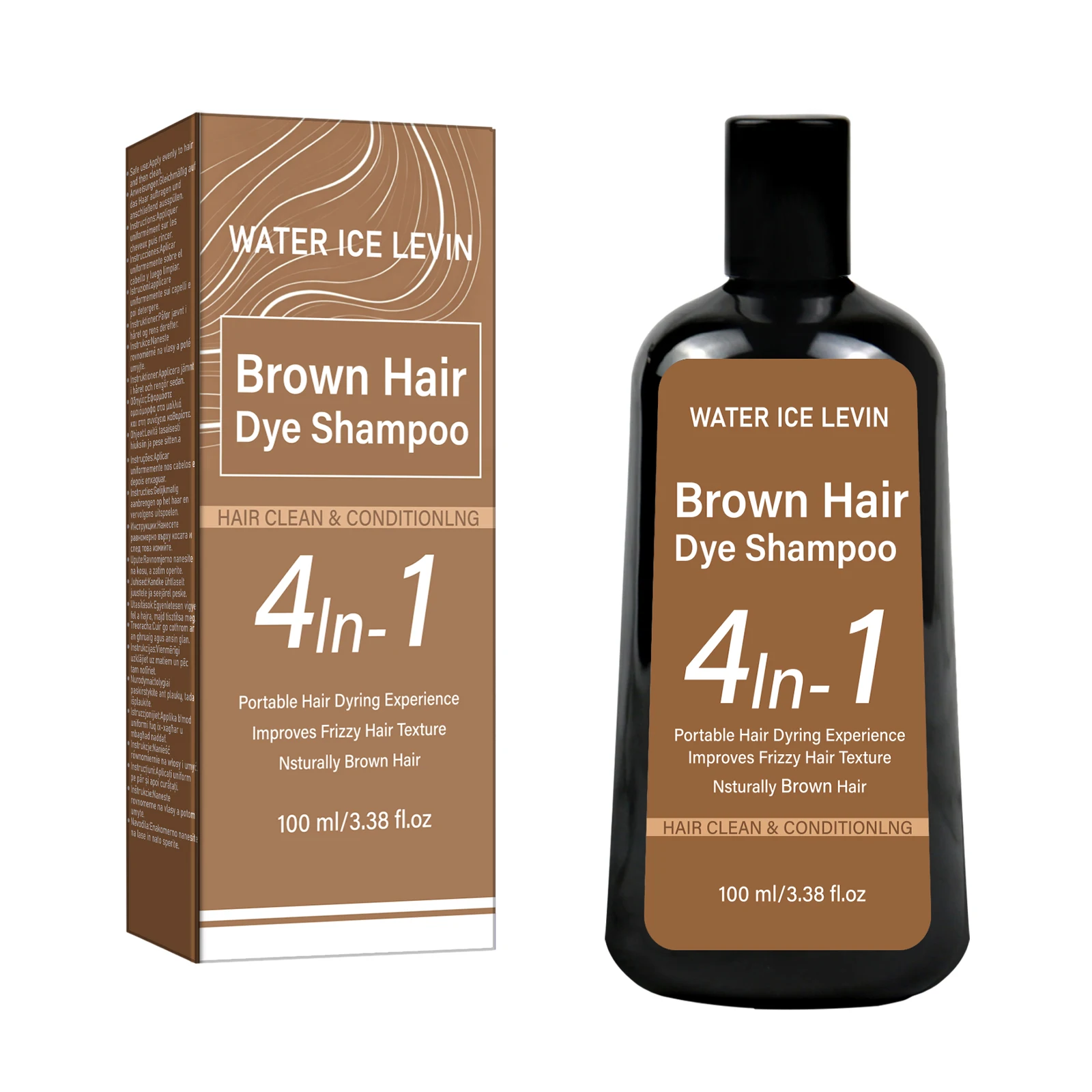 Shampoo colorante per capelli 4 in 1, colore castano naturale, con olio di ginseng e zenzero, nutriente, lisciante, anti-crespo, portatile, 100ml - immagine 6