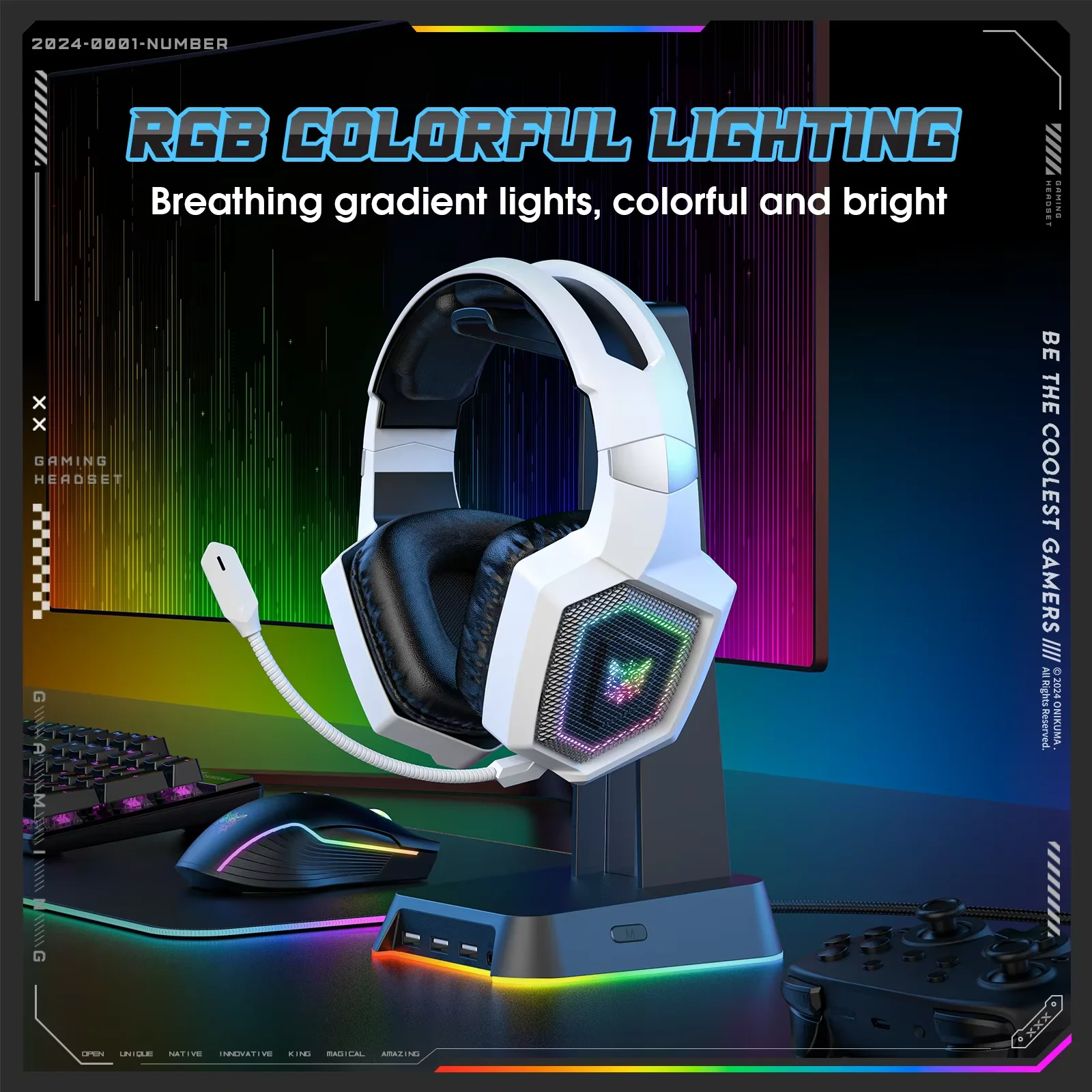 Wireless gaming headset Onikuma GT806 with noise-canceling microphone