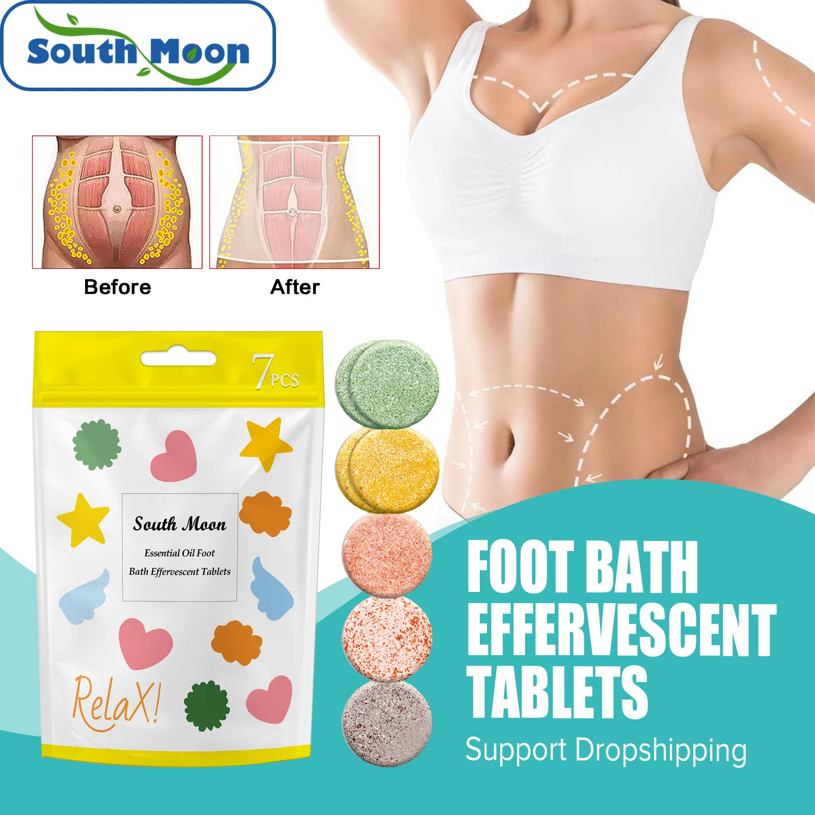 

Foot Effervescent Tablets Slimming Lympatic Drainage Dehumidification Relieve Fatigue Swelling Pain Promote Metabolism Foot Care