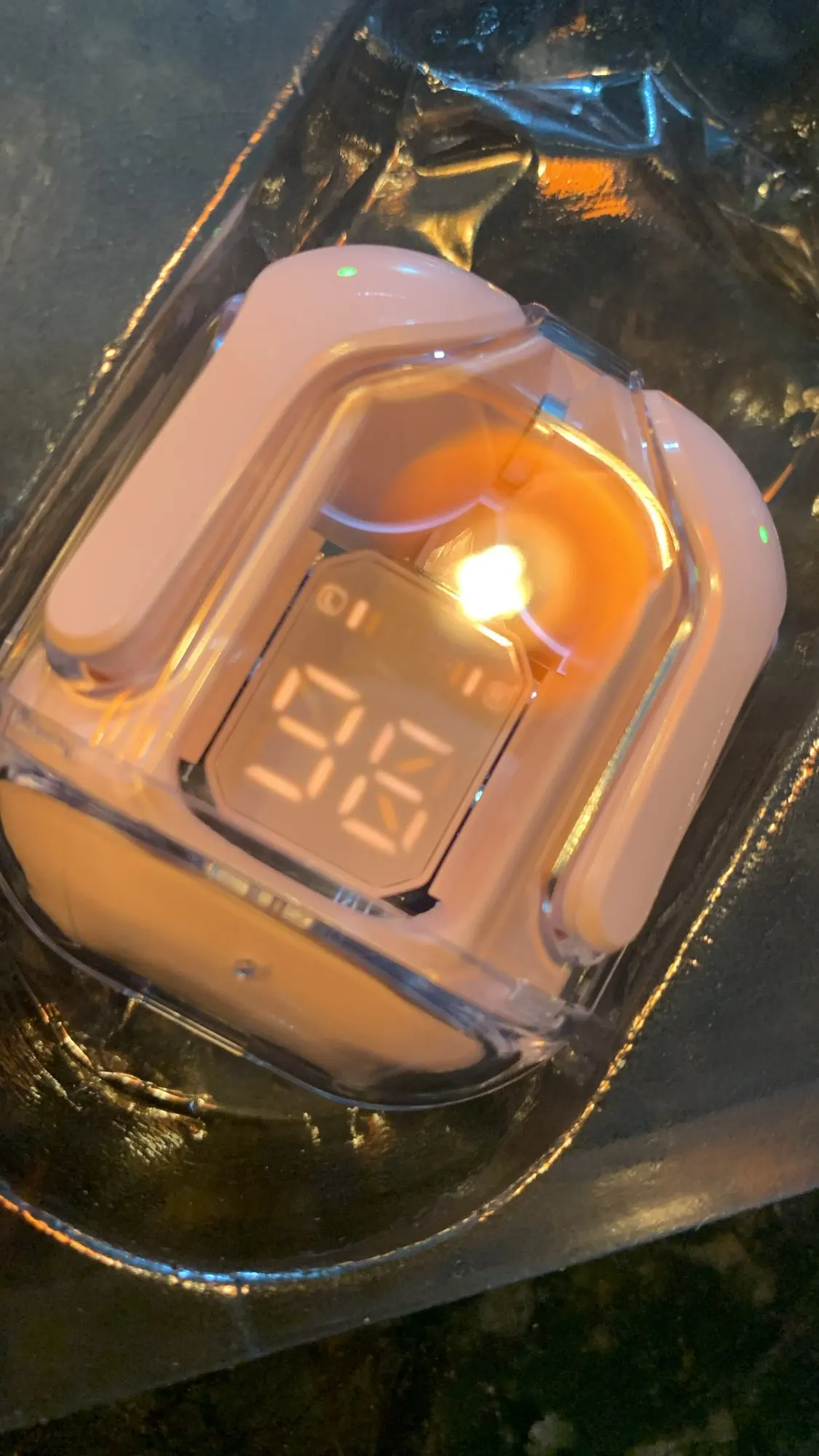 fone de ouvido Hi Fi Bluetooth, Ar TWS Transparente, V5 photo review