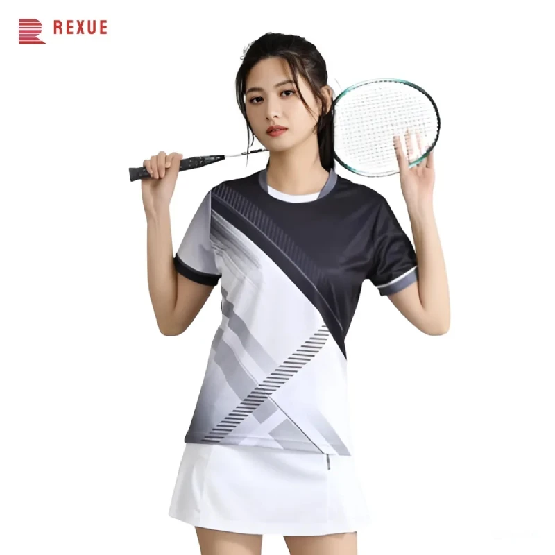 

Women Badminton Tennis Shirts 2024 New Style Custom Table Tennis Clothes 3D Print Quick Dry Running Short Sleeve Yoga Jersey