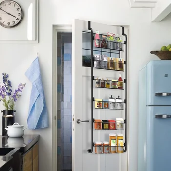 Cestino portaoggetti da appendere alla porta multistrato, senza punzonatura in carbonio e salvaspazio, ideale per camera da letto, cucina, organizer per articoli vari 1