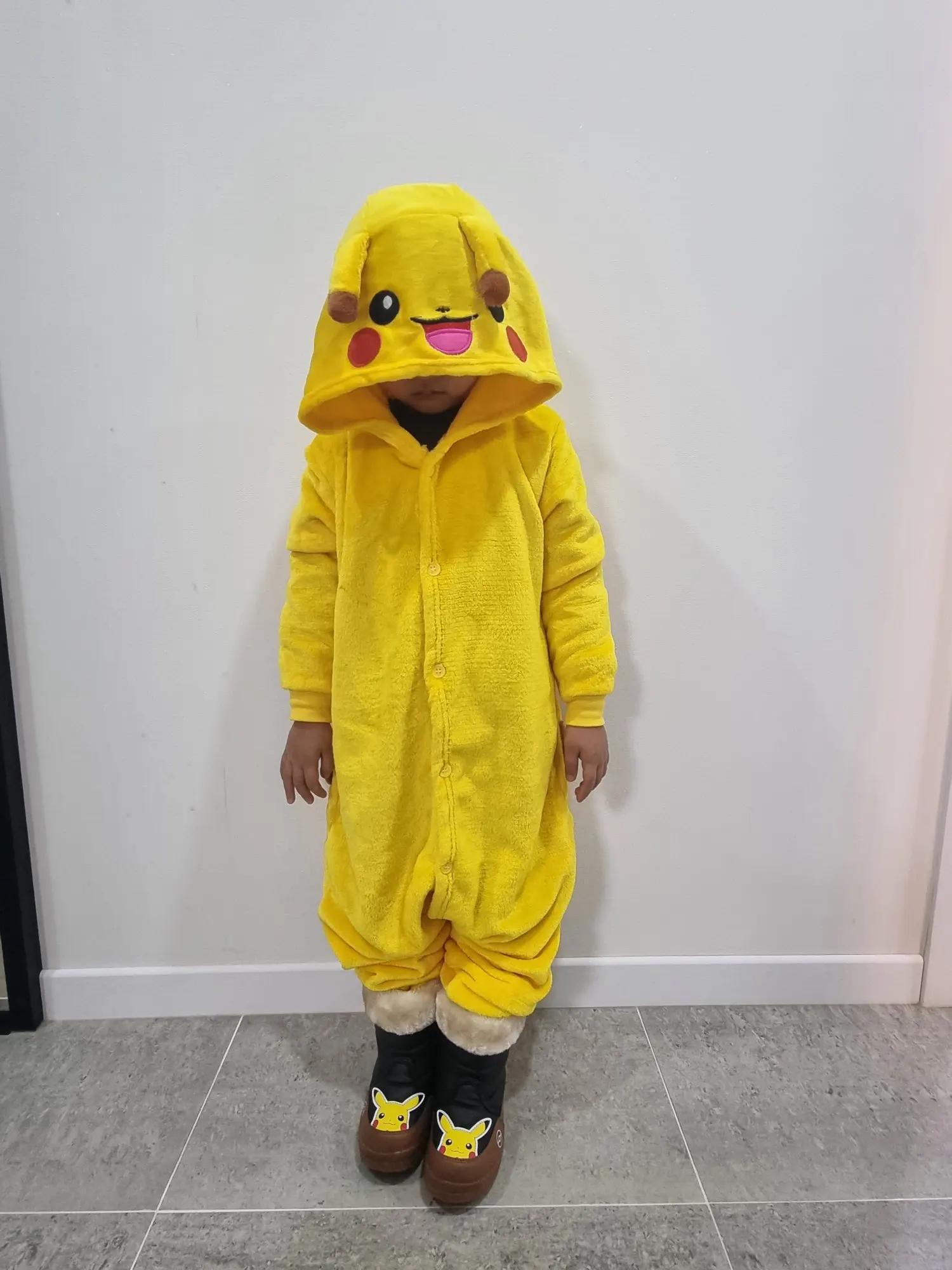 Anime Pokemon Pikachu Plush Flannel Pajamas One-piece Suit Long-sleeved Winter Soft Warm Home Clothes Casual Children Gifts photo review