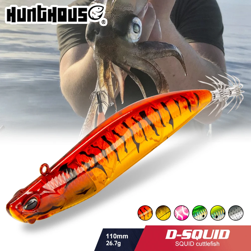 Hunthouse D-Squid Jigging-Köder 110mm 26,7g Sinkender Egi Suqid Leurre Tip-Run EGI-Haken Hartköder zum Fischen auf Oktopus LW522