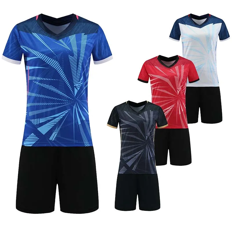 Print Women Volleyball Uniform Suit Quick Dry Short Sleeve Badminton Tennis Jersey Plus Size Girls Summer 2 Piece Sports Clothes