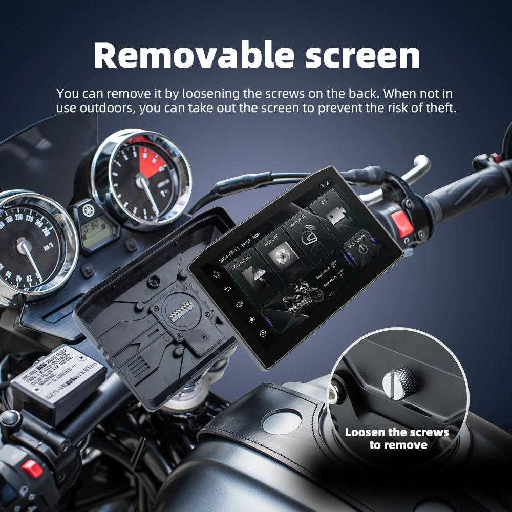 Motorcycle Navigation Screen EKIY Motorcycle GPS 6.25 inch WiFi MOTO Navigation Waterproof Carplay Display Screen Portable Anti-Theft Removable Screen