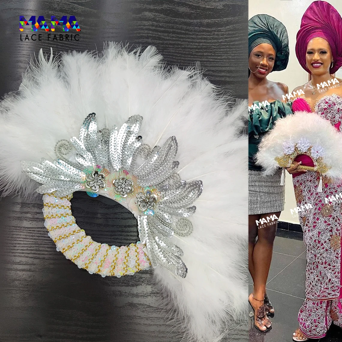 

2022 Fashion Double Side Turkey Feather Hand Fan Wedding Decoration Stone Customized Handfan Free Shipping Best Selling