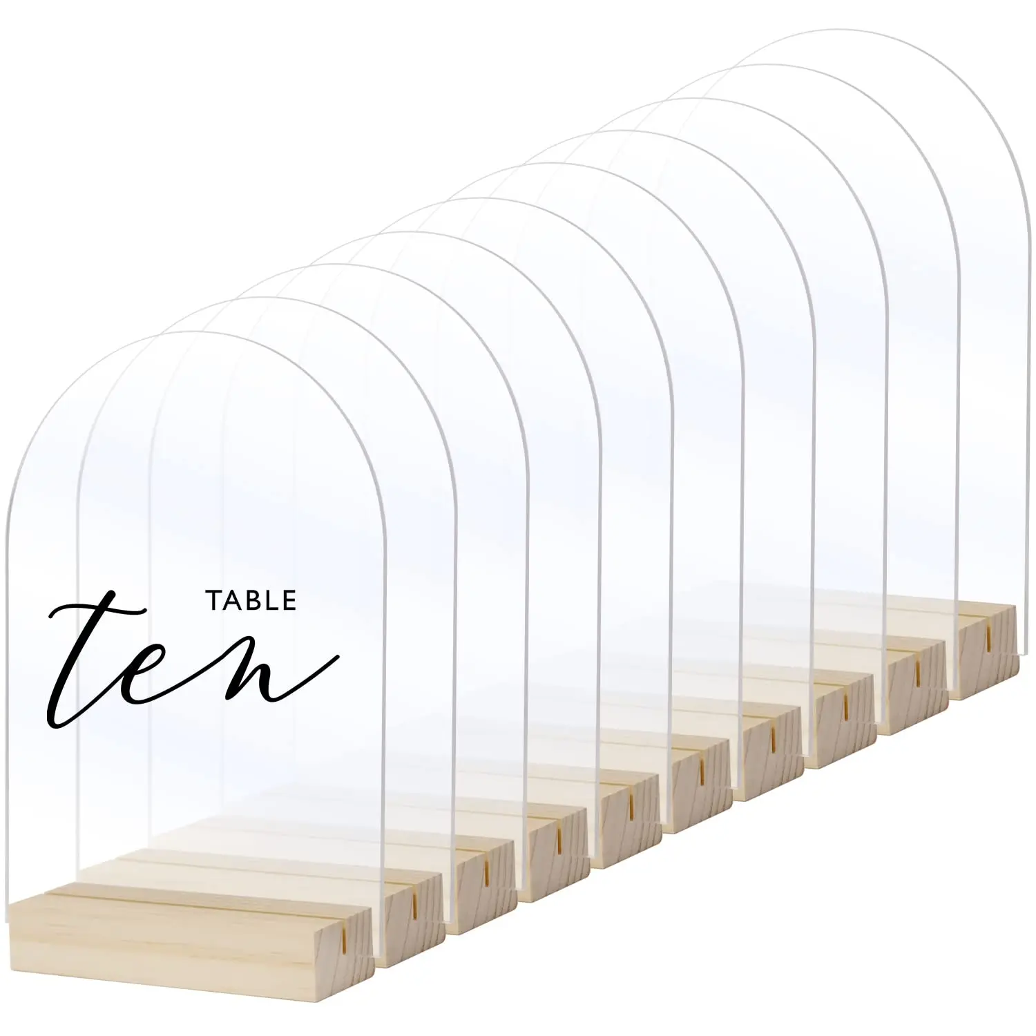 Clear Arch Acrylic Sign Wood Stand Blank Arched Sheets DIY Sign Blank for Wedding Table Numbers Menu Signs Bar List