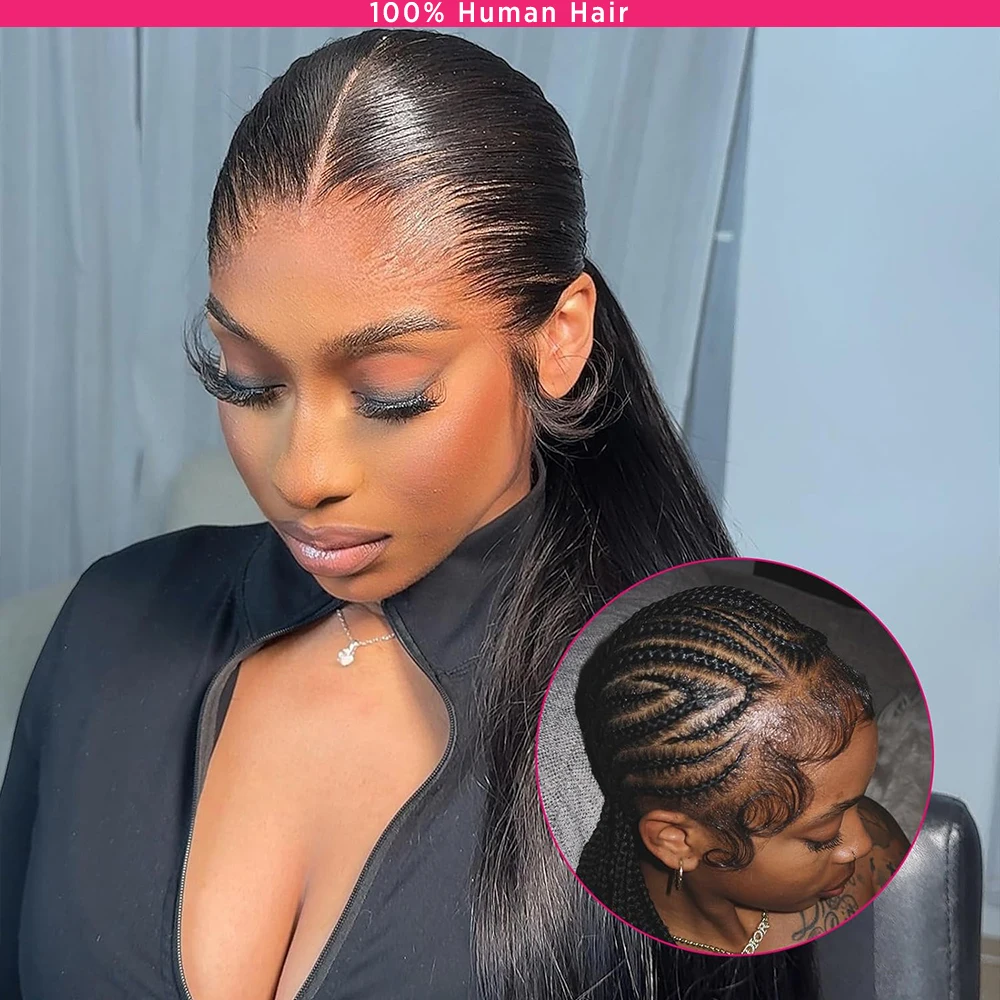 Full Lace Wig Human Hair PrePlucked Hd Lace Front Wig 250 Density Straight Full Front Glueless Human Hair