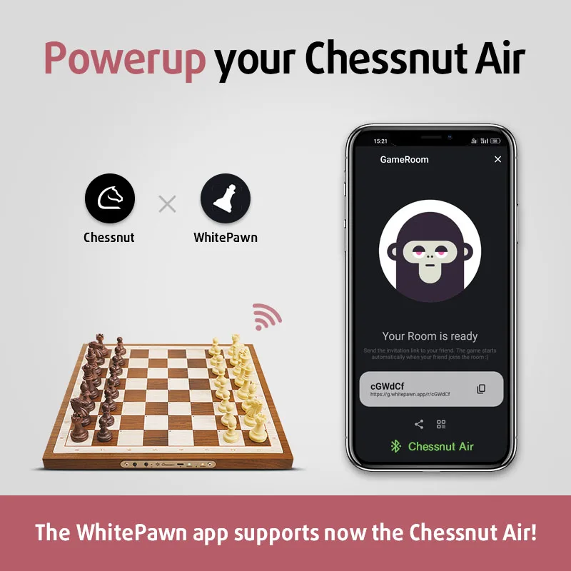 Chessnut Air Electronic Chess Set with Extra Queens LEDs AI Adaptive Electronic Chess Set Game and App with Computer Chess Board