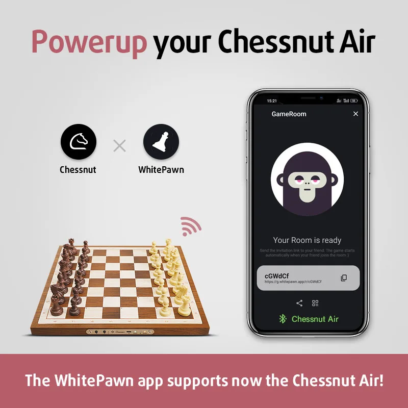 Chessnut空気電子チェスセット余分な女王led愛適応電子チェスセットゲームとアプリとコンピュータチェスボード