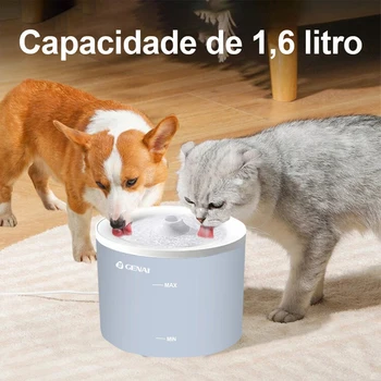 Fonte de água sem fio para gatos e cães, Auto Sensor bebedor, Pet distribuidor ultra-silencioso, 1.6L, acessórios