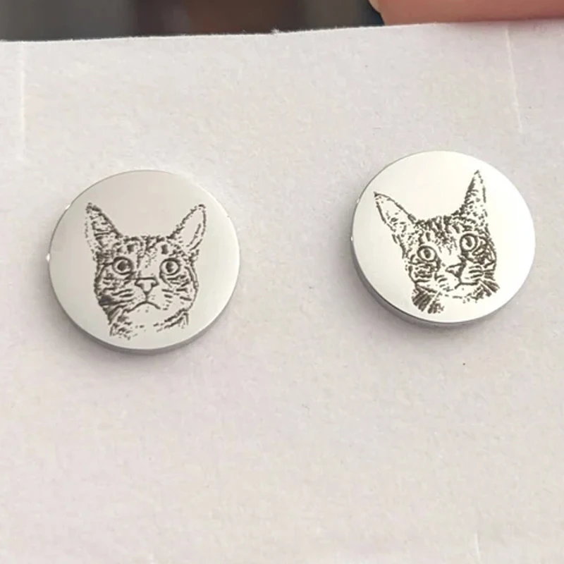 1 пара запонок із портретом домашніх тварин із гравіюванням на замовлення Меморіальні запонки Подарунок нареченому для нареченої Подарунок для втрати домашніх тварин Ювелірні вироби з нержавіючої сталі