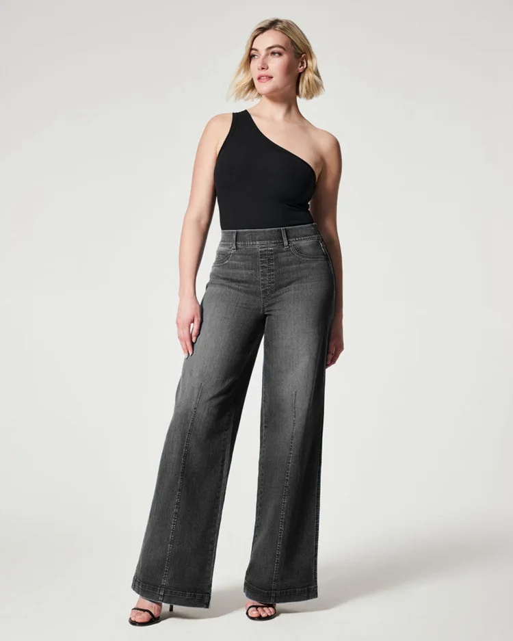 thumbnail image 1 of Pantalones vaqueros de cintura alta elástica para mujer, vaqueros de pierna ancha, informales, a la moda, S-2XL, gran oferta, 2023, 1 of 4
