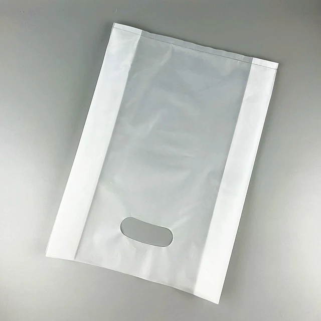 14x3x21 Frosted Clear Merchandise Bags Die Cut Handle 2.5 mil