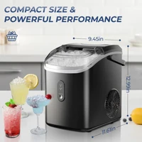SIMZLIFE Nugget Ice Maker Countertop with Handle，Portable Ice Maker Machine,Auto-Cleaning, Ready in 6 Mins, 34.5lbs/24H,Black 2