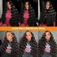 Perruques Lace Front 13x6 en cheveux humains, densité 250, ondulations profondes lâches, 38 40 pouces, bouclées, ondulations Water Wave, HD, Perruque Lace Frontal 13x4, brésiliennes noires 2