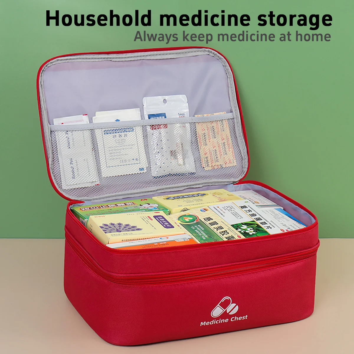 First Aid Kit Bag Medicine Box Double-Layer Medicine Sorting Bag