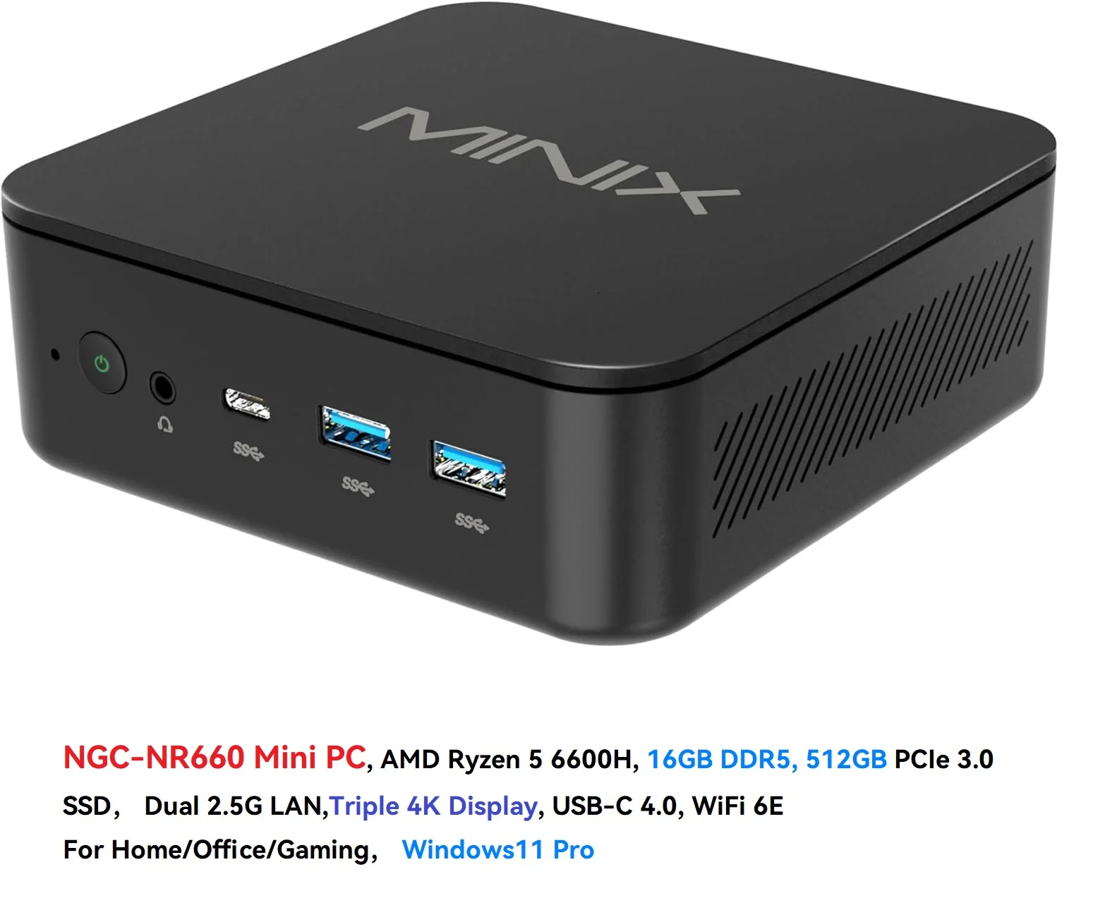 MINIX NGC-NR660 Mini PC AMD Ryzen5 6600H 16GB 512GB Windows 11 pro