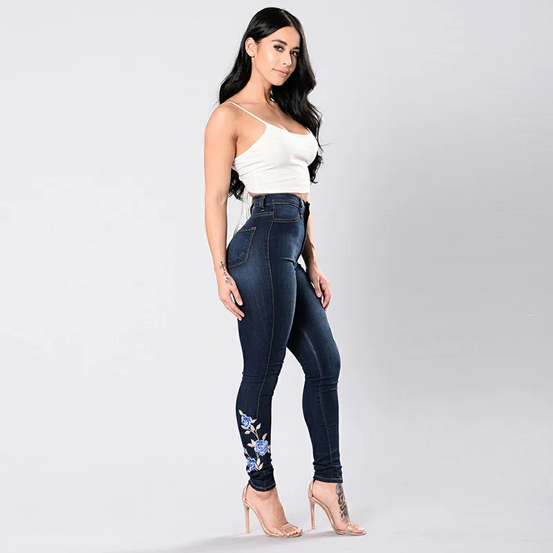 New Women's High Waist Embroidered Jeans | Slim Stretch Denim Pencil Pants | Casual Female Clothing S-3XL