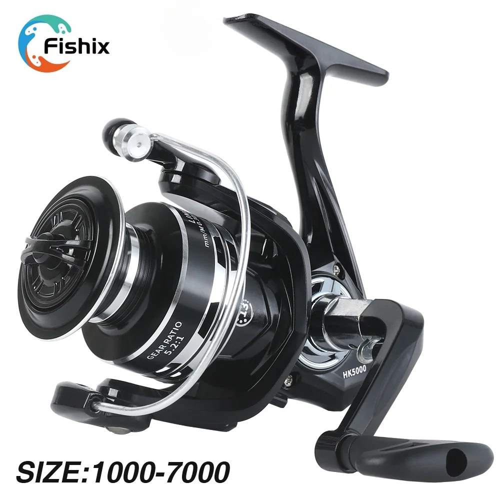 

FISHIX Spinning Reel Metal Spool Folder Rocker Fishing Gear Black Fishing Reels with 5.2:1 Speed Ratio