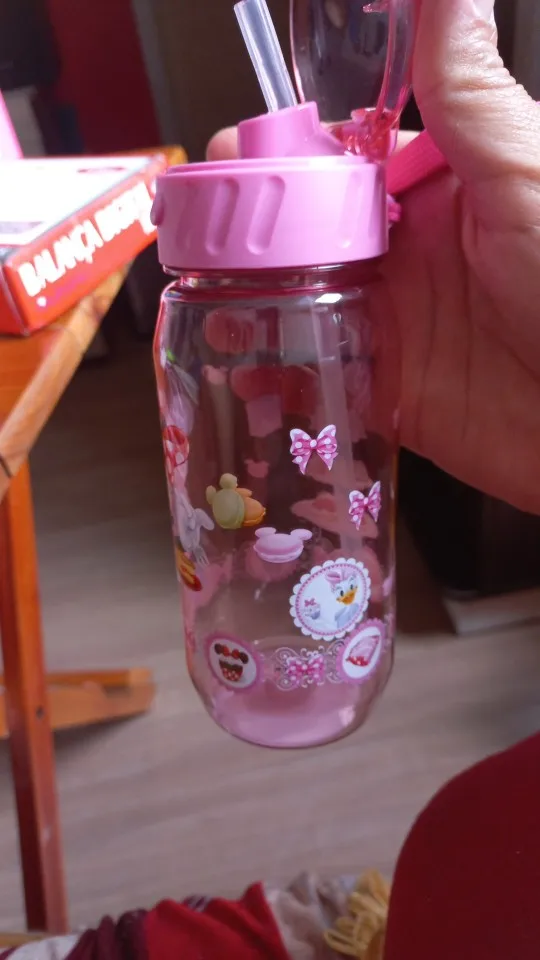 Disney Kids Water Bottles 450ml Minnie Mickey Mouse Cartoon Cups with Straw  Captain Sport Bottles Girls Princess Feeding Cups