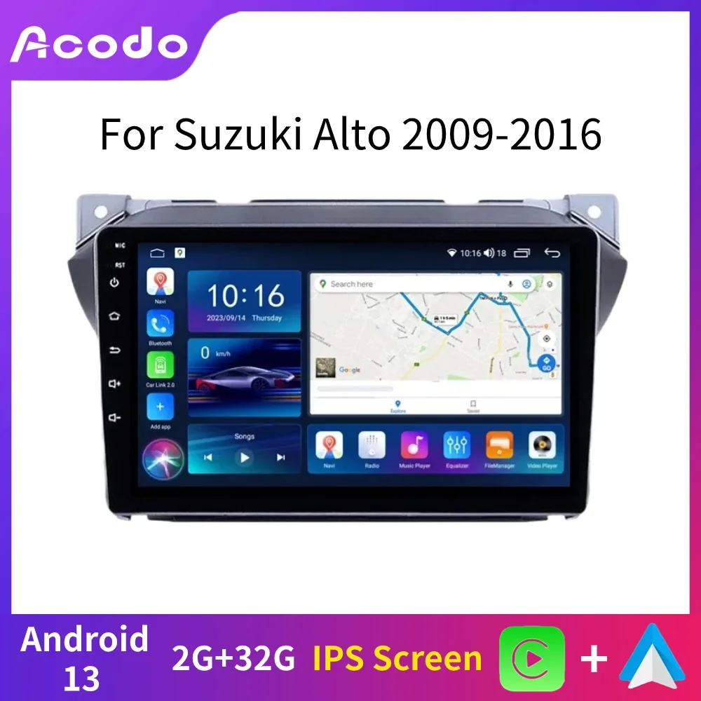 

Автомобильное радио, Android плеер Acodo для Suzuki Alto 2009-2016, мультимедийное головное устройство CarPlay, Netflix, YouTube, Wi-Fi, BT, FM, GPS, стерео