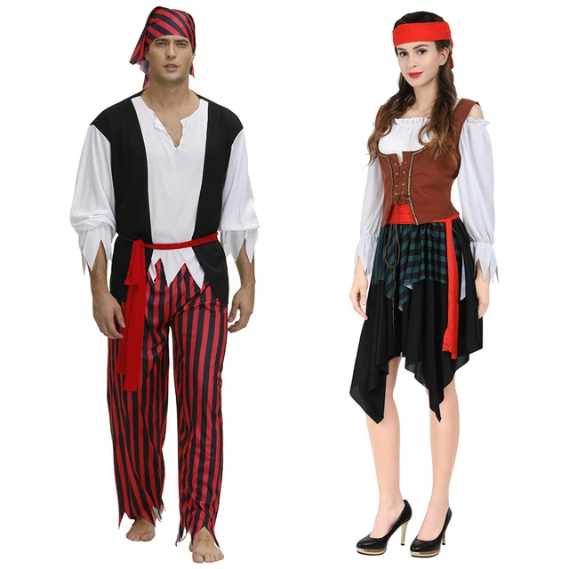 Trajes De Pirata Para Mulheres Homens Adulto Halloween Masculino Capitão  Jack Sparrow Traje Piratas Do Conjunto De Roupas Cosplay Caribe